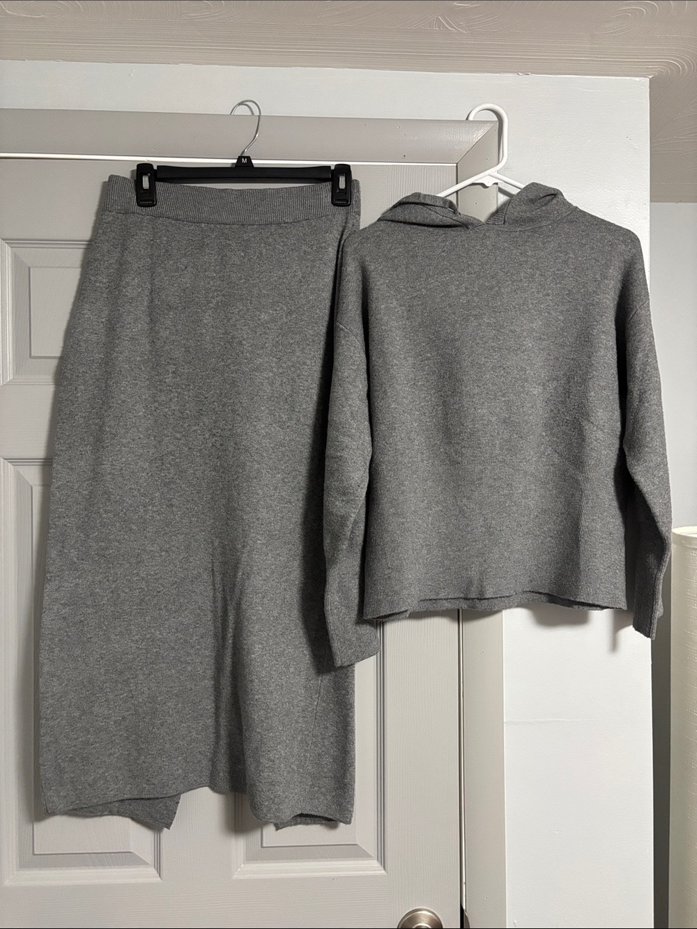 a new day Gray Knit Skirt and Hoodie Set